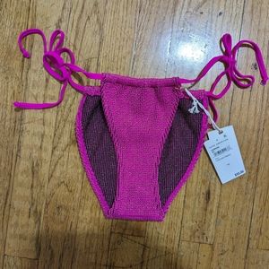 Good American Always Fits Sculpt Tie Bottom Bikini Fuschia Pink Sz 1/2